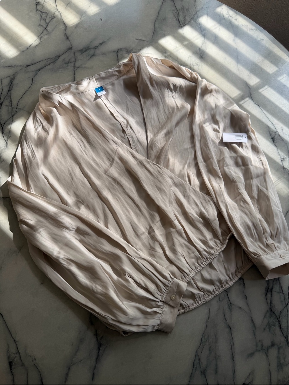 Brand New Old Navy Light Beige Wrap-Front Blouse - Women's Top,SZ L